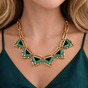 Stella & Dot Zia Statement Necklace, Spring 2015 Catalog, Retired gold tone